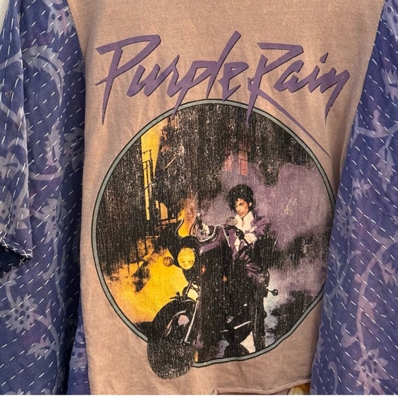 Prince Tops - PRINCE Band T with Kantha Sleeves Boho Handmade One of A Kind